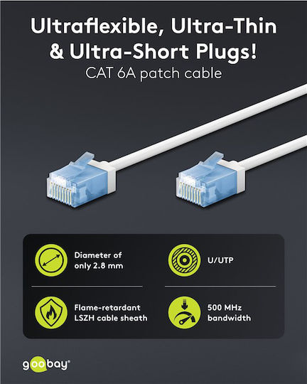 Goobay U/UTP Cat.6a Ethernet Network Cable 0.5m White 1pcs