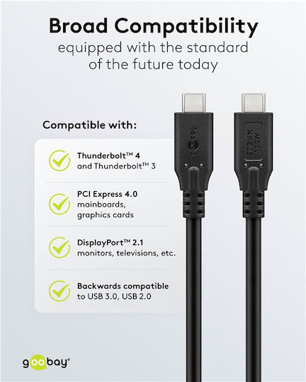 Goobay USB 4 Cable USB-C Male - USB-C 100W PD Black 1.5m 74196
