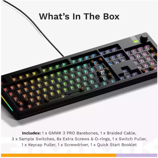 Glorious Gmmk 3 Pro 100% Barebone Custom Keyboard Kit Black Glo-kb-gmmk3-pro-100-bb-w-blk-us 154798 840408300520
