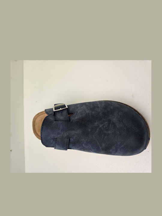 Anatomical Leather Women's Slippers Blue
