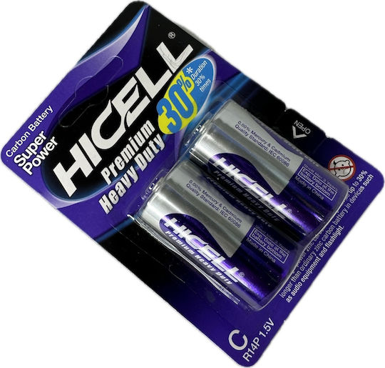 Hicell R14 R14p Цинкови батерии Цинк C 1.5V 2бр