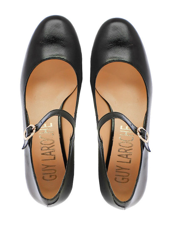Leder Pumps mit flachem Absatz Schwarz