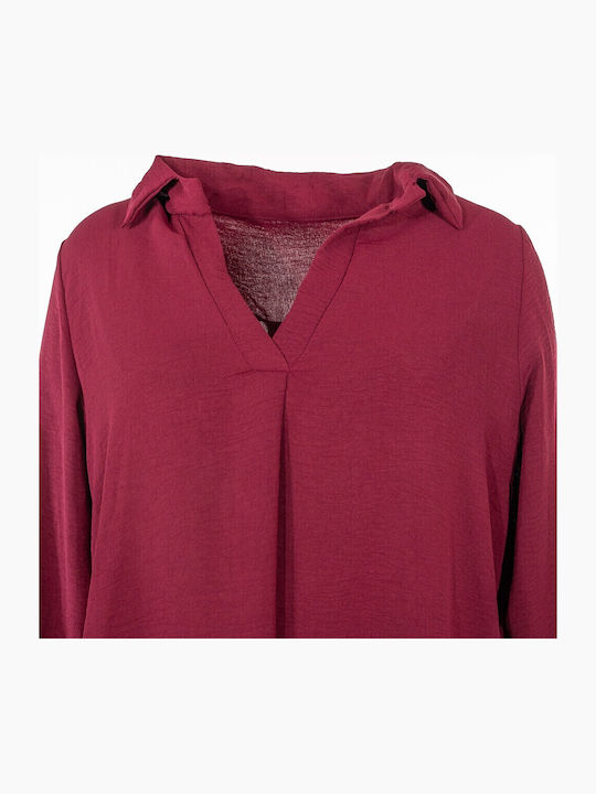 Langärmelig Damen Hemd Bordeaux