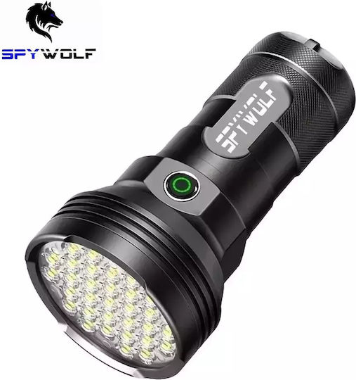 Spywolf Επαναφορτιζόμενος Φακός LED IP65 με Μέγιστη Φωτεινότητα 38000lm
