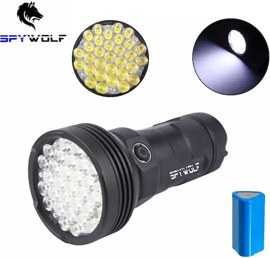 Spywolf Επαναφορτιζόμενος Φακός LED IP65 με Μέγιστη Φωτεινότητα 38000lm