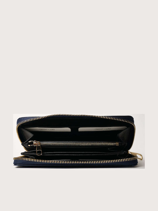 Large Leather Women's Wallet Classic Blue