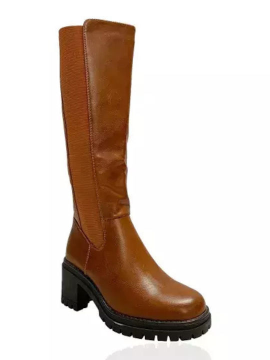 Camel Boot with Elastic & Heel