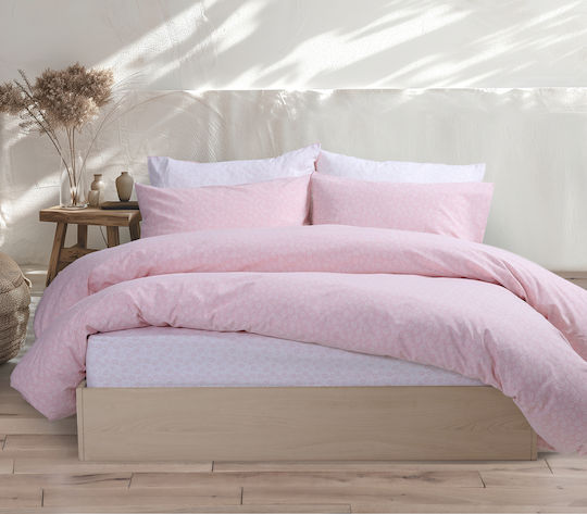 Nef-Nef Homeware Σετ Παπλωματοθήκη Βαμβακερή Υπέρδιπλη με 2 Μαξιλαροθήκες 240x230cm Somber Ροζ