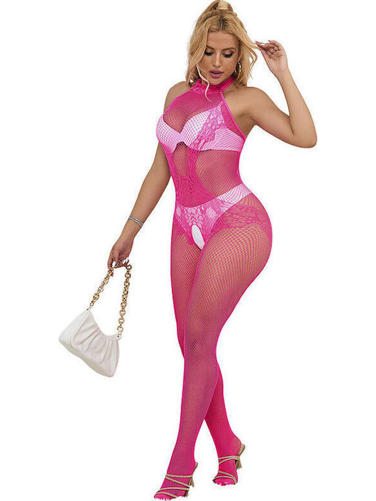 Subblime Sexy Bodystockings Gittermuster mit Offenem Schritt Rosa