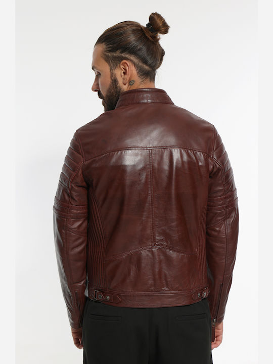 Newton Leather Leather Jacket Brown-burgundy