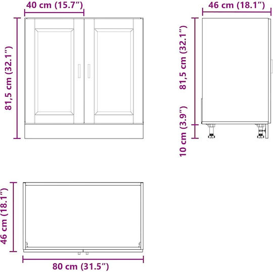 Ντουλάπι Νεροχύτη Λευκό 80x46x81.5εκ.