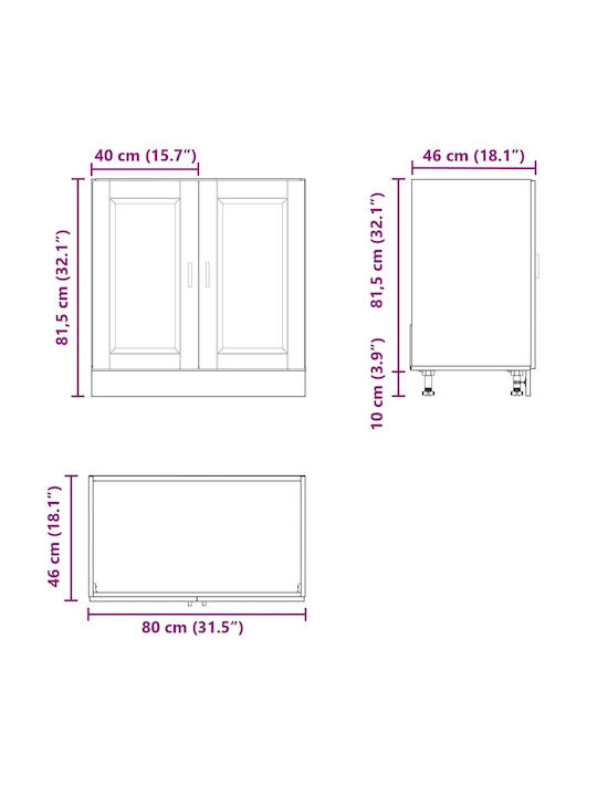 Sink Cabinet Oak Sonoma 80x46x81.5pcs