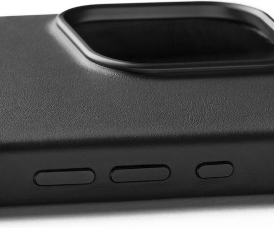 Mujjo Back Cover Δερμάτινο 1mm Μαύρο (iPhone 16 Pro Max)