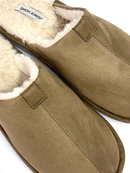 Ustyle Men's Slippers with Fur Brown