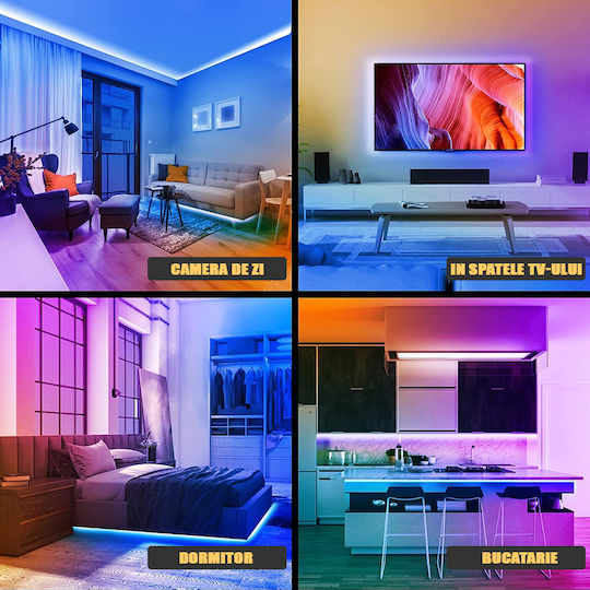 Zafit Inteligent Bandă LED RGB Lumină 5m Tip SMD5050 cu Telecomandă