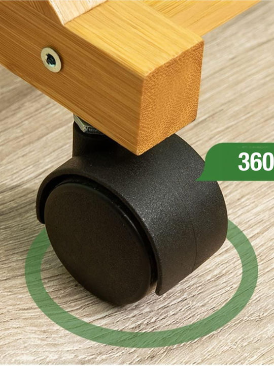 Quasar Τροχήλατη Κρεμάστρα Δαπέδου από Bamboo Μπεζ 80x35x155cm