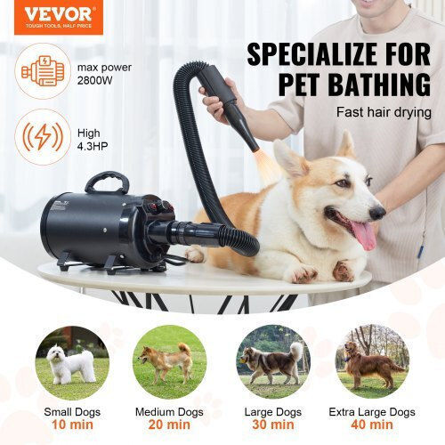 Vevor Dog Dryer 2000W With Adjustable Speed & Temperature