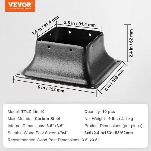 Vevor Βάση για Πέργκολα 15.3x15.3cm 10τμχ
