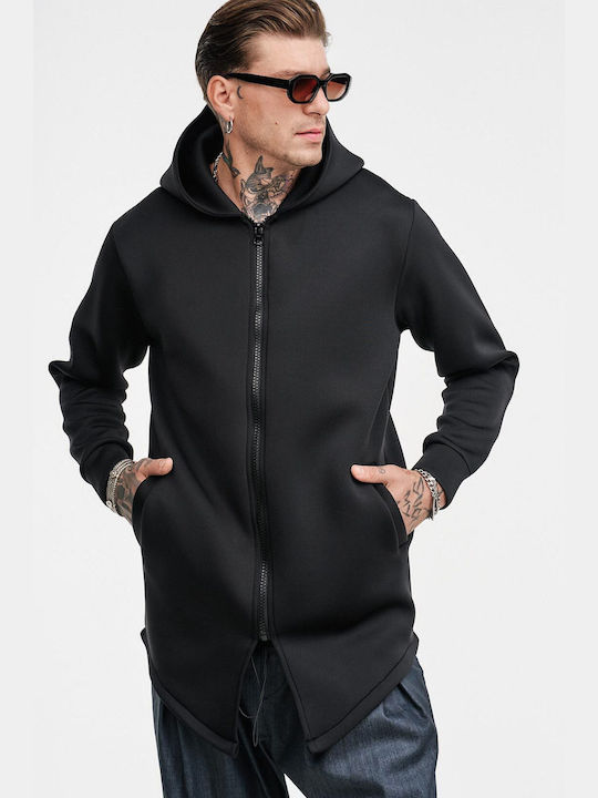 Stefan Fashion Men's Hooded Cardigan with Zipper Black