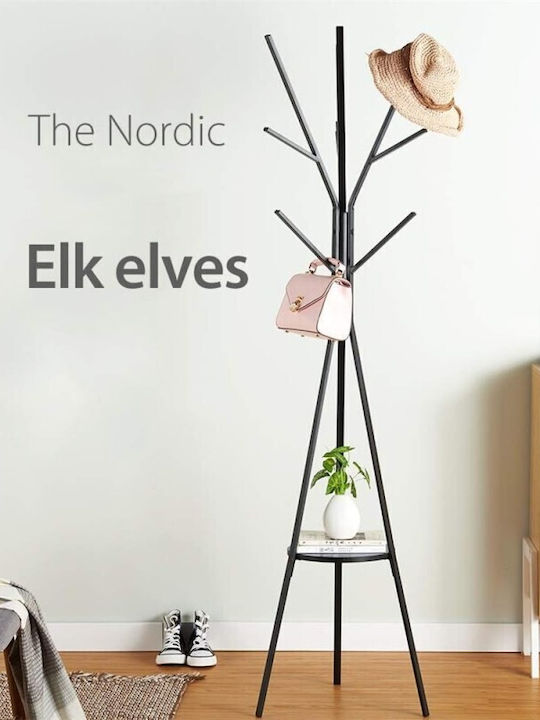 Viosarp Metallic Coat Rack Black 40x40x180cm