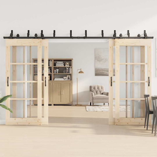 vidaXL Sliding Door Mechanism for Interior Door 366cm Black