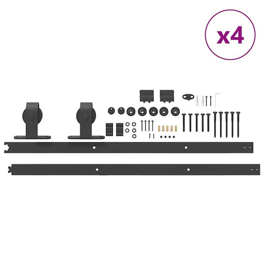 vidaXL Sliding Door Mechanism for Interior Door 366cm Black