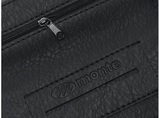 Monte Lederne Tabaktasche in Schwarz mit Verschluss