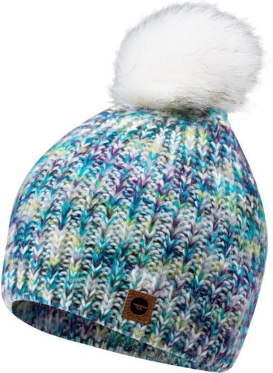 Hitec Pom Pom Beanie Beanie with Rib Knit in Light Blue color