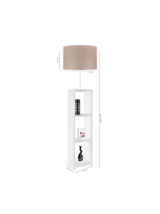 GloboStar Woodo Floor Lamp H150xW38cm. with Socket for Bulb E27 White