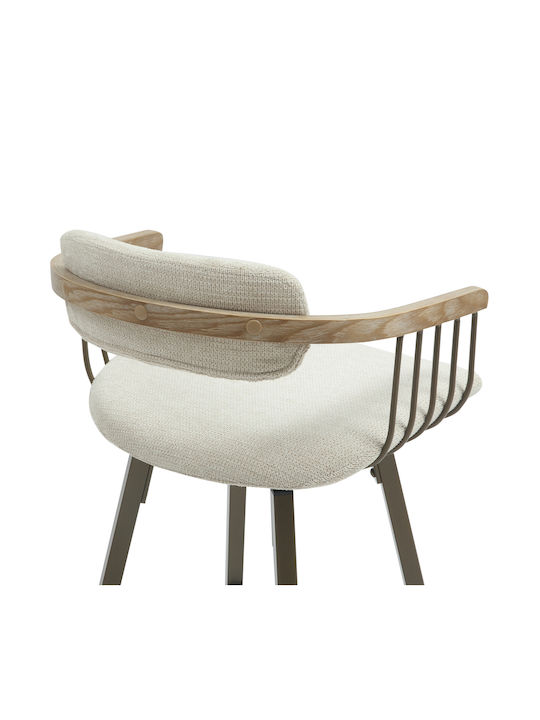 Stool Bar with Backrest Upholstered with Fabric Lang Copper-ecru 51.5x48.5x89.5cm