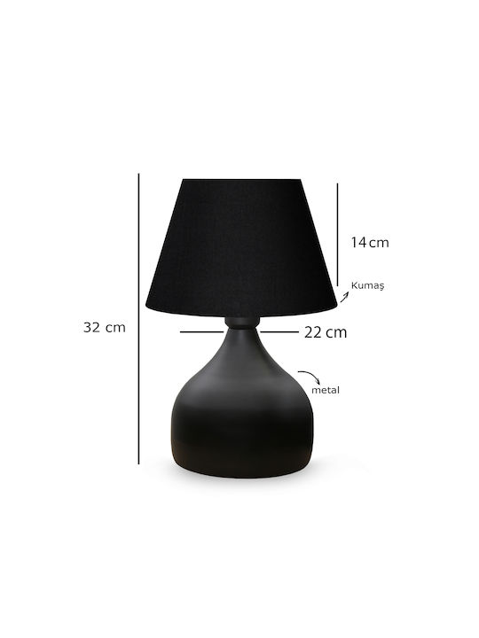 GloboStar Metal Table Lamp for Socket E27 with Black Shade and Base