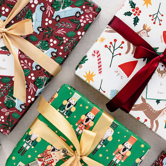 PartyDeco Nutcracker Christmas Wrapping Paper for Gift Green 70cm.