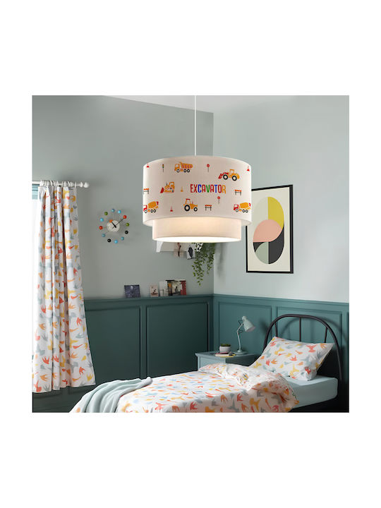 GloboStar Kids Fabric Single Ceiling Light E27 Excavator White 8W 30x70cm