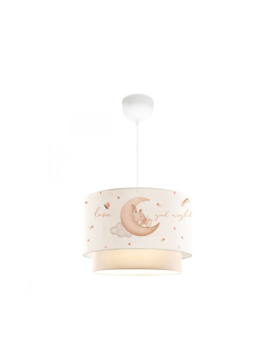 GloboStar Kids Fabric Single Ceiling Light E27 Moon White 30x70cm