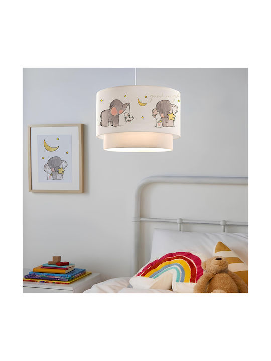 GloboStar Kids Fabric Single Ceiling Light E27 Elephant Gray 30x70cm