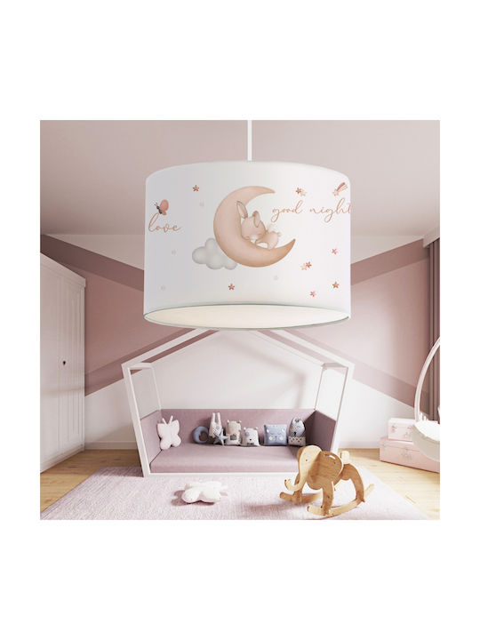 GloboStar Kids Fabric Single Ceiling Light E27 Moon White 28x70cm