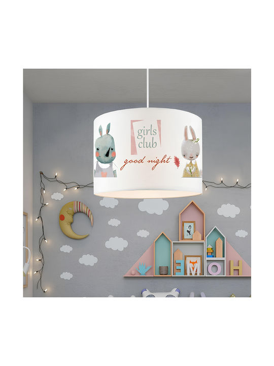 GloboStar Kids Fabric Single Ceiling Light E27 Girlsclub White 28x70cm