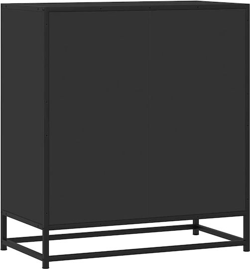 Sideboard made of Wood & Metal with Drawers Black Velvet-Black Metal 68x35x76cm