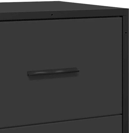 Sideboard made of Wood & Metal with Drawers Black Velvet-Black Metal 68x35x76cm