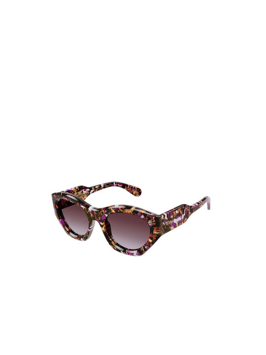 Chloe Women's Sunglasses with Multicolour Tartaruga Plastic Frame and Purple Gradient Lens