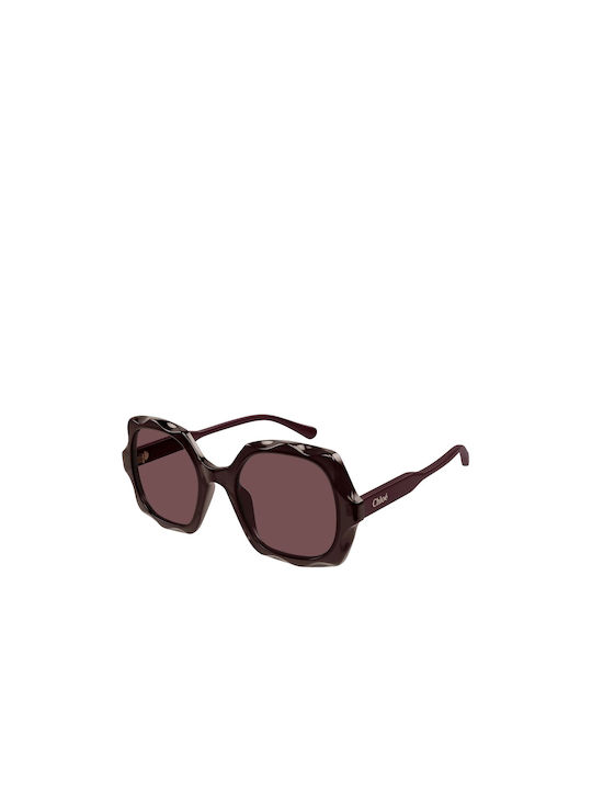 Chloe Women's Sunglasses with Burgundy Plastic Frame and Burgundy Lens