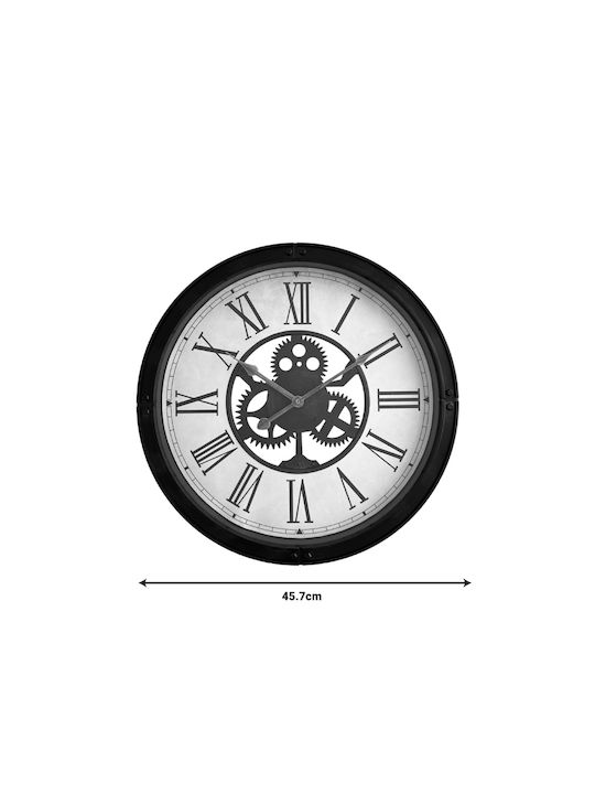 Ceas de Perete Inart 349-000017 Candal Inart Negru cu Finisaj Antic Φ45.7x5.2cm