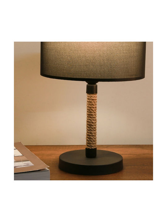 GloboStar Table Lamp from Rope for Socket E27 with Black Shade and Base