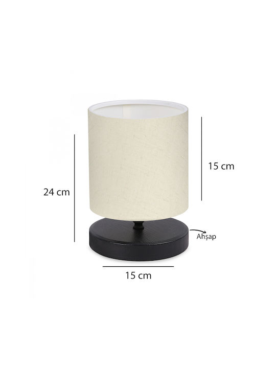 GloboStar Minnie Wood Table Lamp for Socket E14 with White Shade and Black Base
