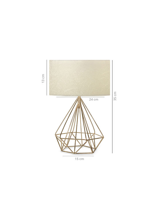 GloboStar Diamond Metal Table Lamp for Socket E27 with Gold Shade and Base