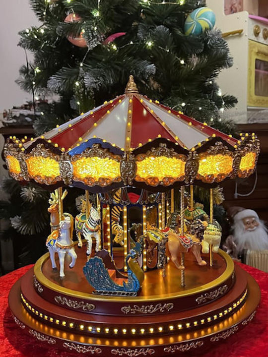 Carousel Χριστουγεννιάτικο Φωτιζόμενο Διακοσμητικό Καρουζέλ με Μουσική