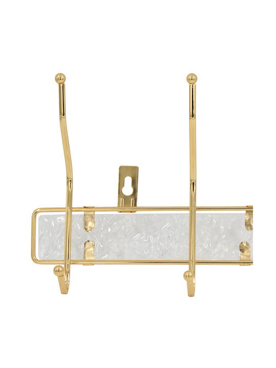 Metal Wall Hanger with 8 Slots 33x5.5x16 cm Gold Acrylic Keskor 51339