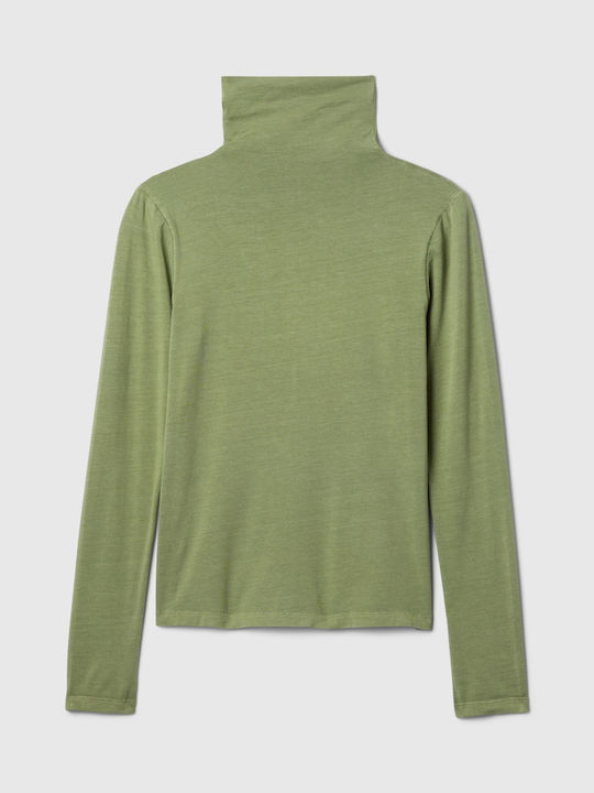 Women's Sweater Cotton Turtleneck Calla Green