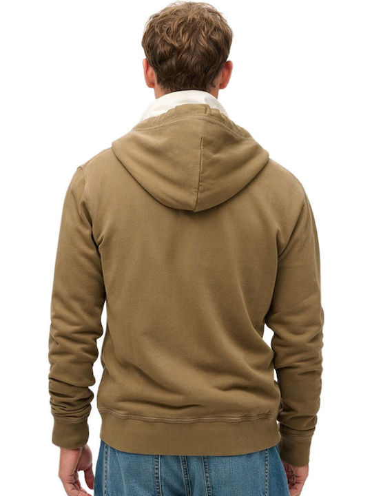 Contrast Stitch Sweatshirt mit Kapuze Braun