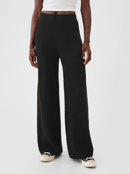 Women's Fabric Trousers with Elastic Black